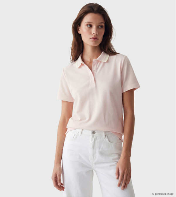 Contrast Collar Oversized Polo T-Shirt