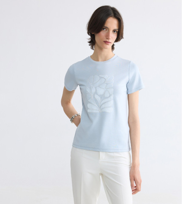 Embroidered Crew Neck T-Shirt
