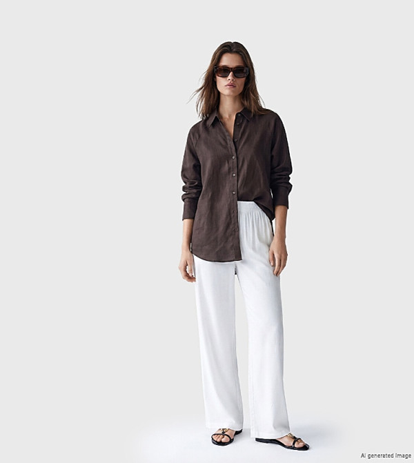 Elastic Waist Wide Leg Trousers