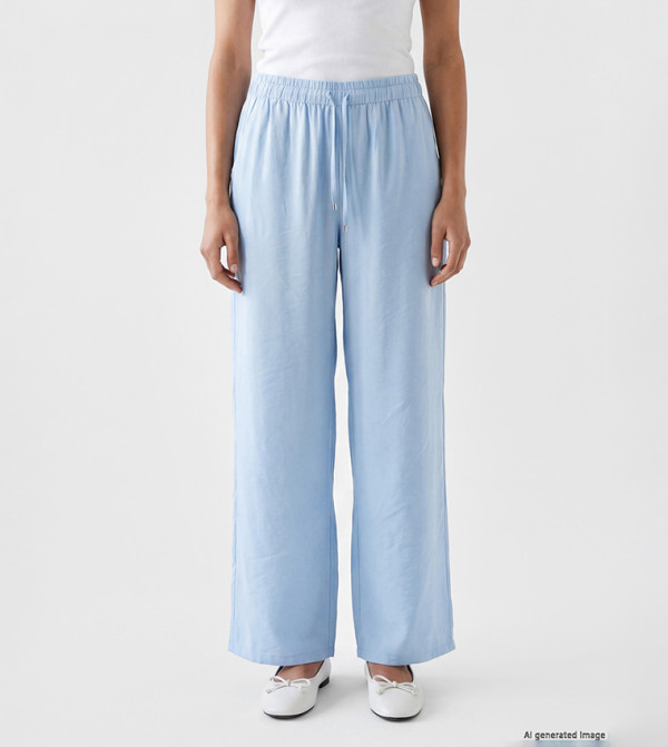 Drawstring Waist Wide Leg Casual Pants