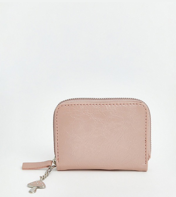 Charm Detail Zip Mini Wallet