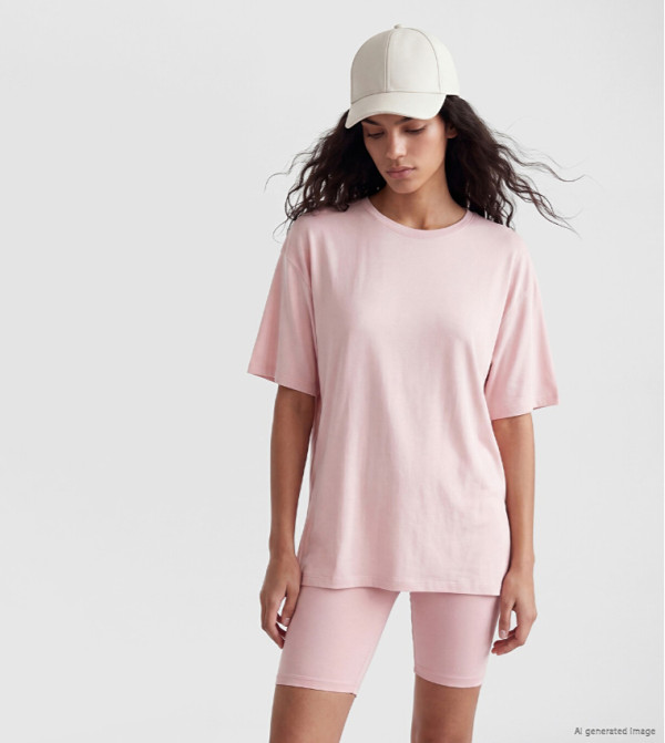 XSIDE Solid Crew Neck Oversized T-Shirt