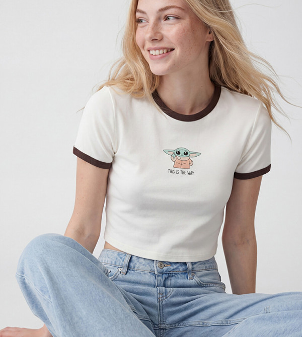 The Mandalorian Crew Neck Cropped T-Shirt
