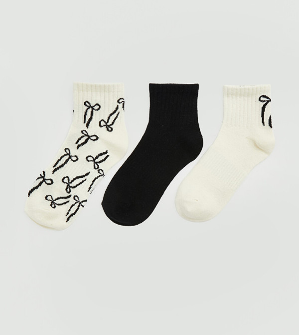 3 Pack Patterned Ankle Length Socks