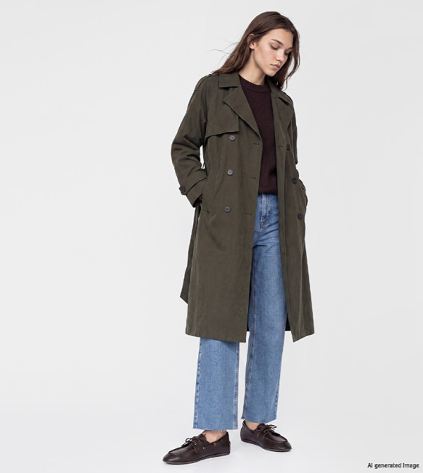 Solid Double-Breasted Belted Overcoat