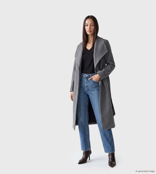 Solid Lapel Collar Overcoat