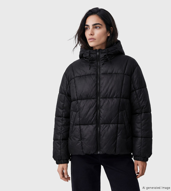 Quilted Zip-Up Hooded Puffer Jacket