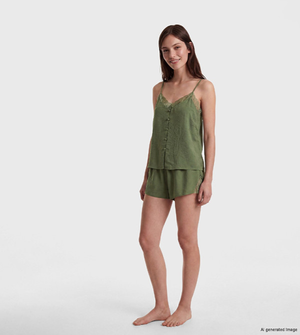 Self Design Sleeveless Pyjama Set