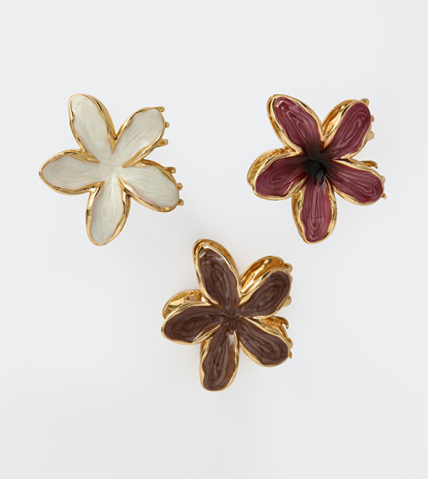 3 Pack Floral Claw Clips