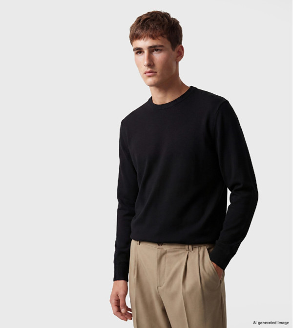 Textured Crew Neck Sweater