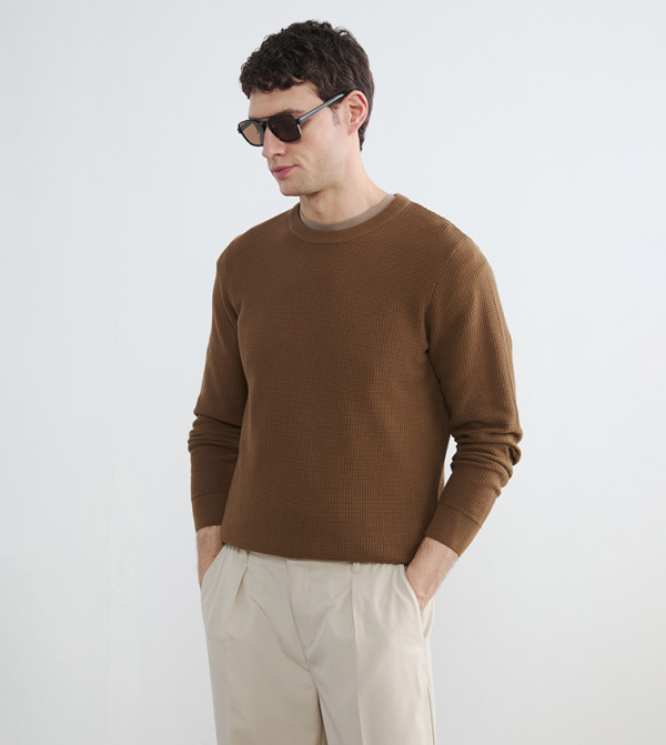 Textured Crew Neck Sweater