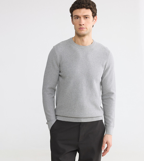 Textured Crew Neck Sweater