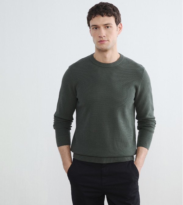 Textured Crew Neck Sweater