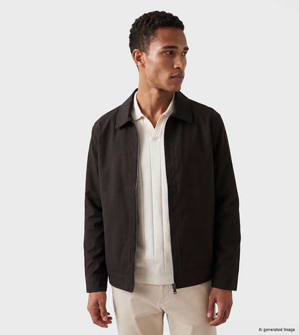 Solid Zipper Casual Jacket