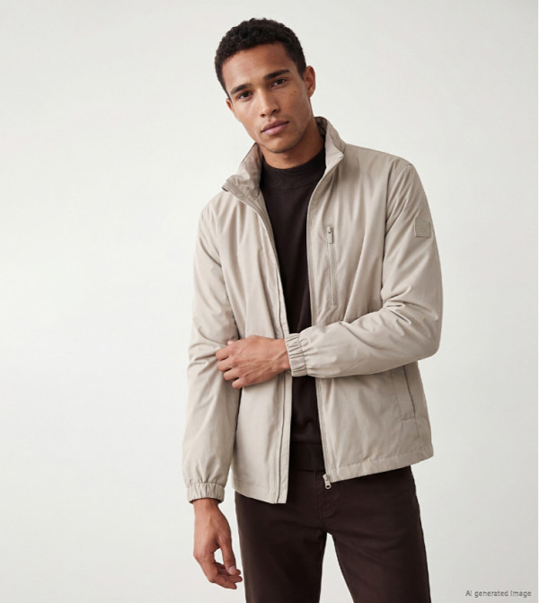 Solid Zipper High Neck Jacket