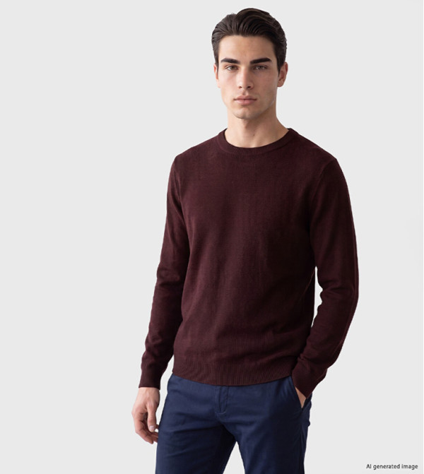 Textured Crew Neck Sweater