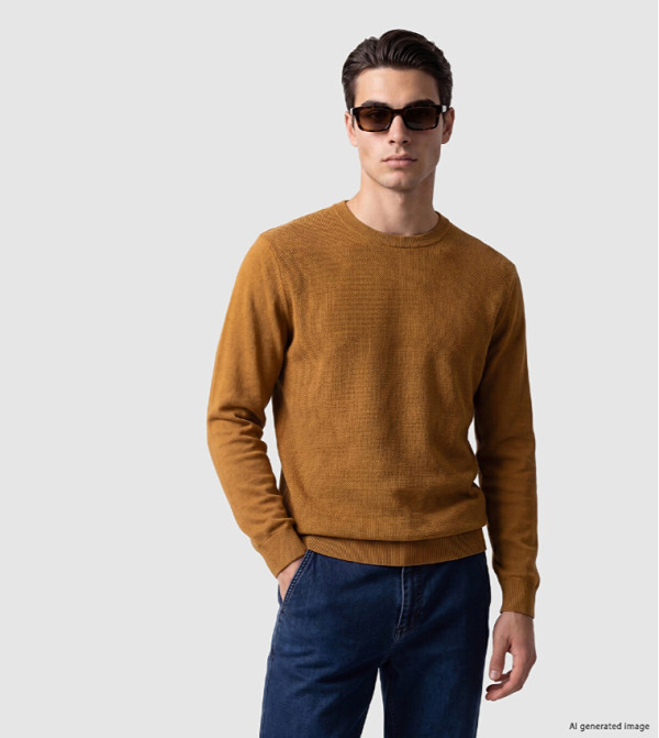 Textured Crew Neck Sweater