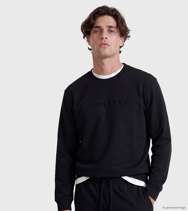 Embossed Crew Neck Sweatshirt