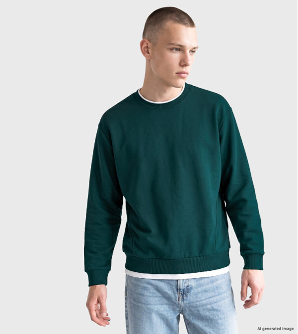 Solid Crew Neck Sweatshirt