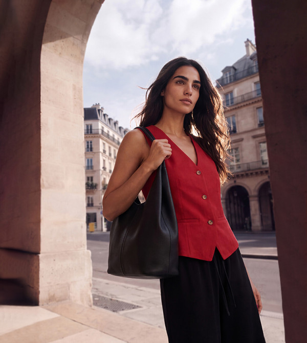 Textured Snap Button Hobo Bag