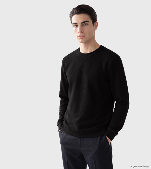 Textured Crew Neck Sweatshirt
