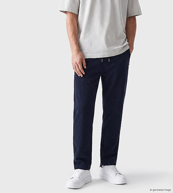 Drawstring Waist Regular Fit Trousers