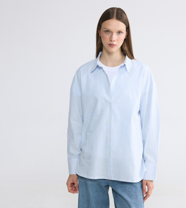 Striped Long Sleeves Oversized Shirt