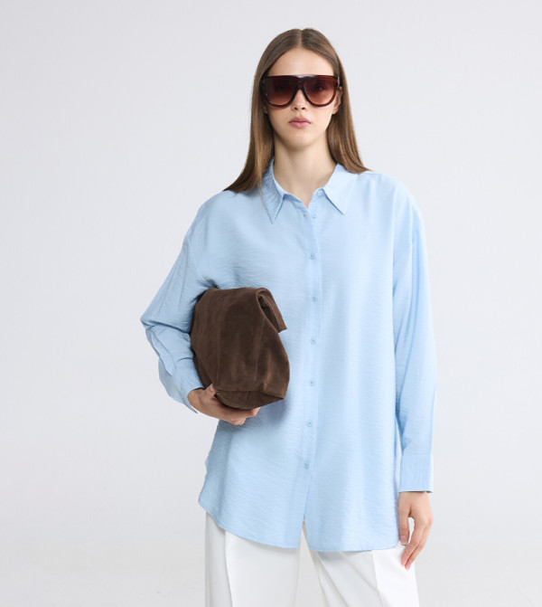 Solid Long Sleeves Oversized Shirt