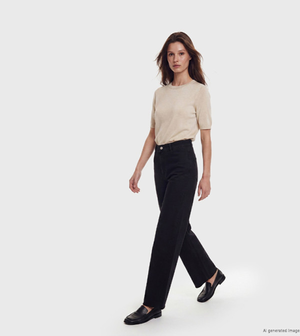 Faded High Rise Straight Fit Jeans