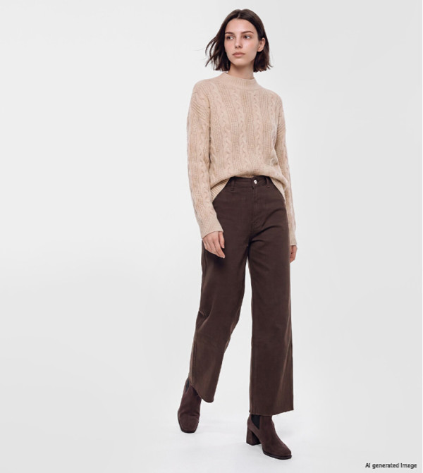 Solid Wide Leg Jeans