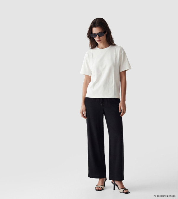 Drawstring Waist Wide Leg Trousers