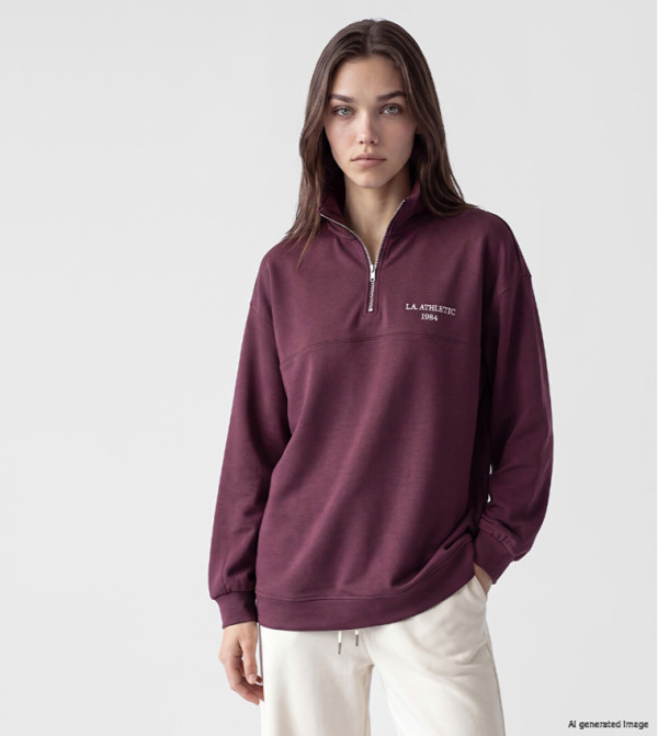 Graphic High Neck Oversized Sweatshirt Tunic