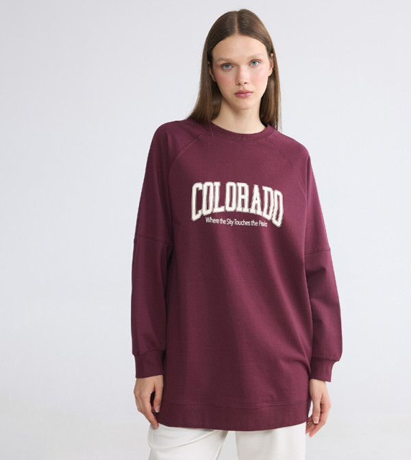 Typography Printed Crew Neck Oversized Sweatshirt