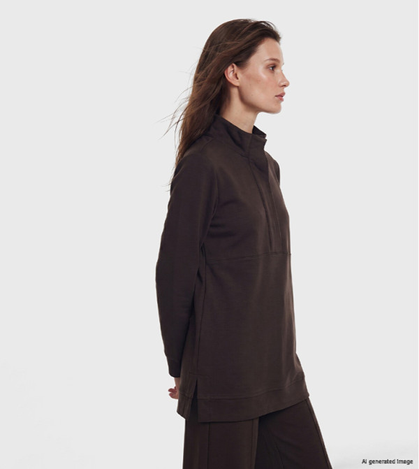 Solid Mock Neck Long Sleeve Tunic