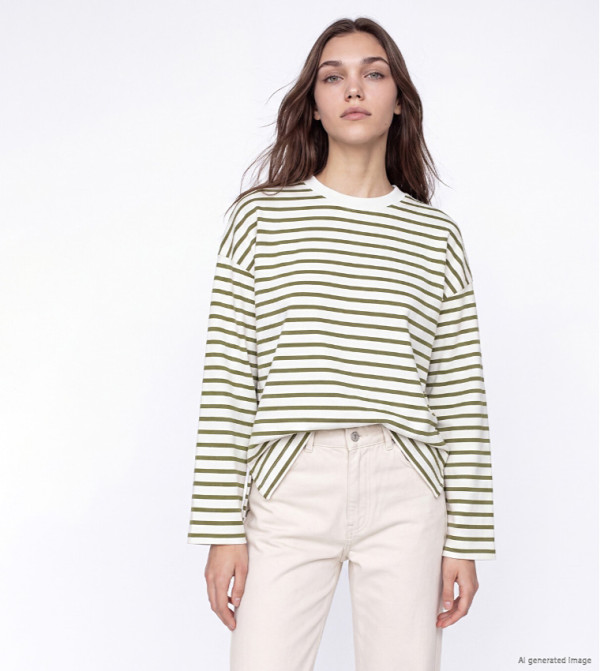 Striped Long Sleeves Oversized T-Shirt