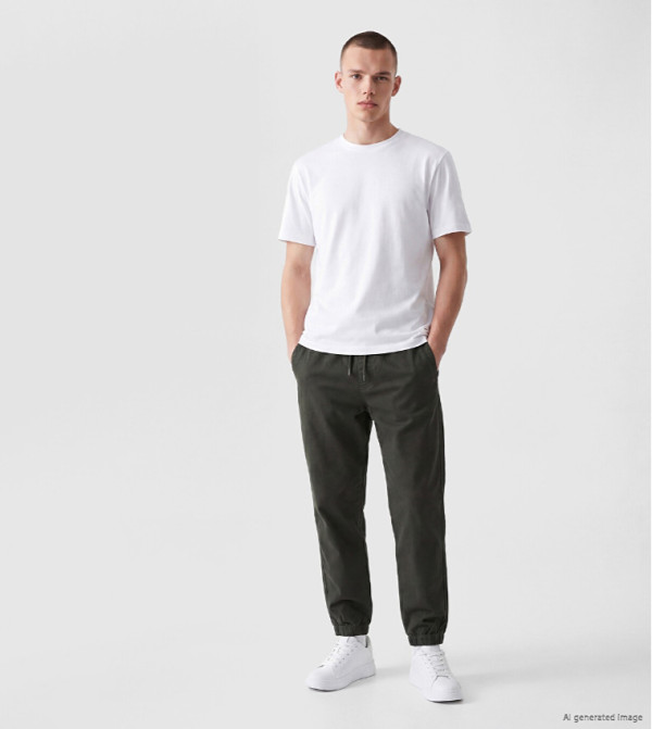 Solid Drawstring Waist Joggers