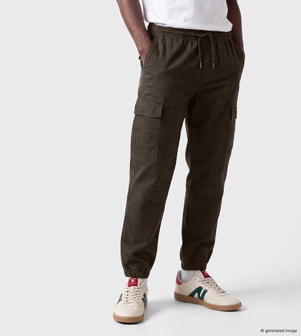 XSIDE Solid Regular Fit Cargo Trousers