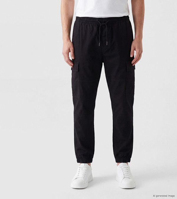 XSIDE Solid Regular Fit Cargo Trousers