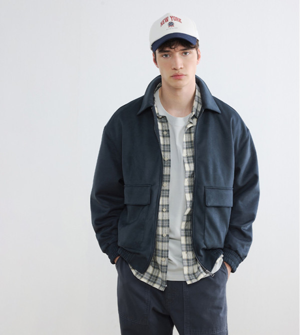 Solid Zipper Casual Jacket