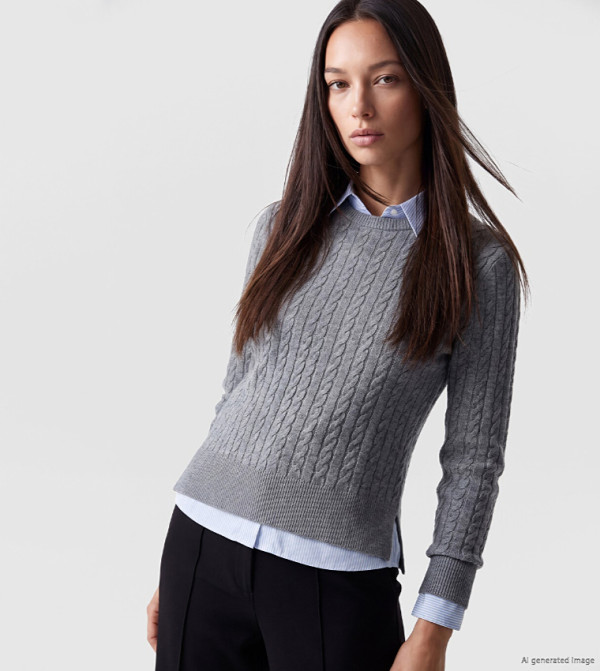 Cable Knit Crew Neck Sweater