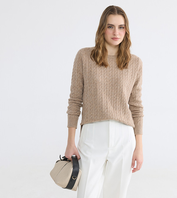 Cable Knit Crew Neck Sweater