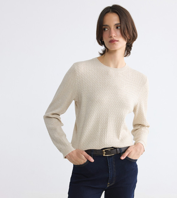 Cable Knit Crew Neck Sweater