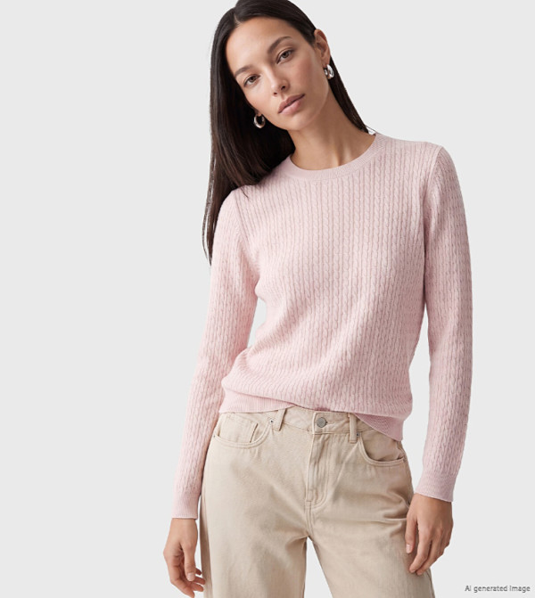 Cable Knit Crew Neck Sweater