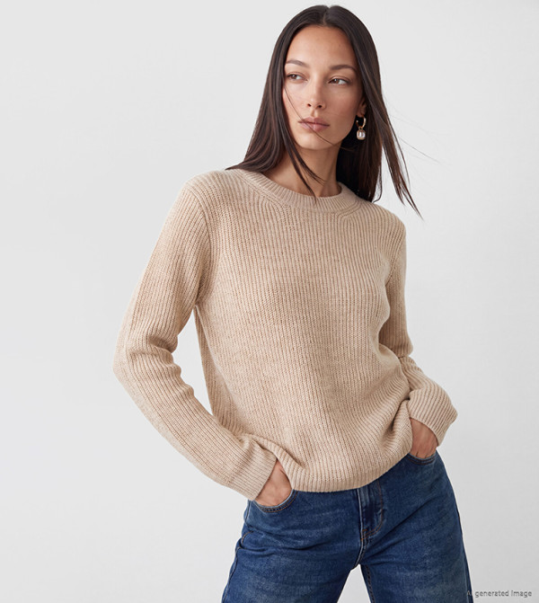 Ribbed Crew Neck Sweater