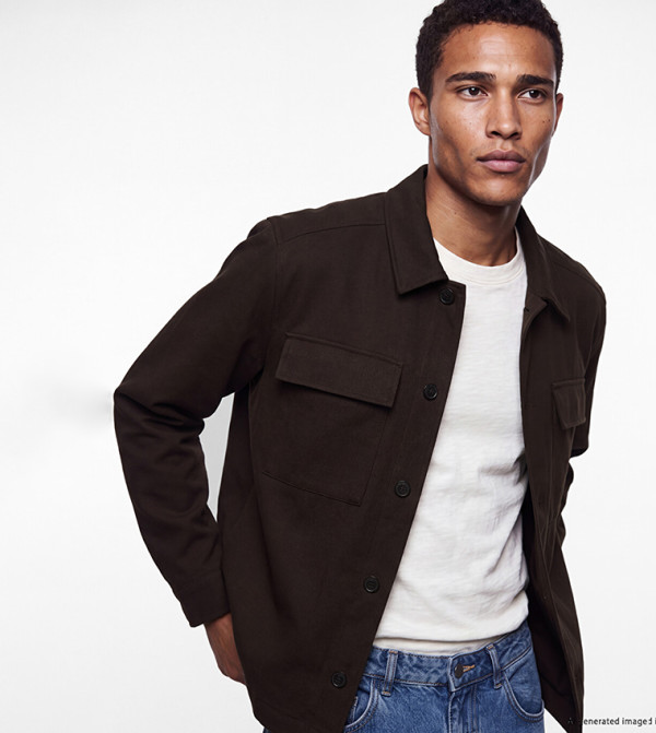 Solid Collared Button Casual Jacket