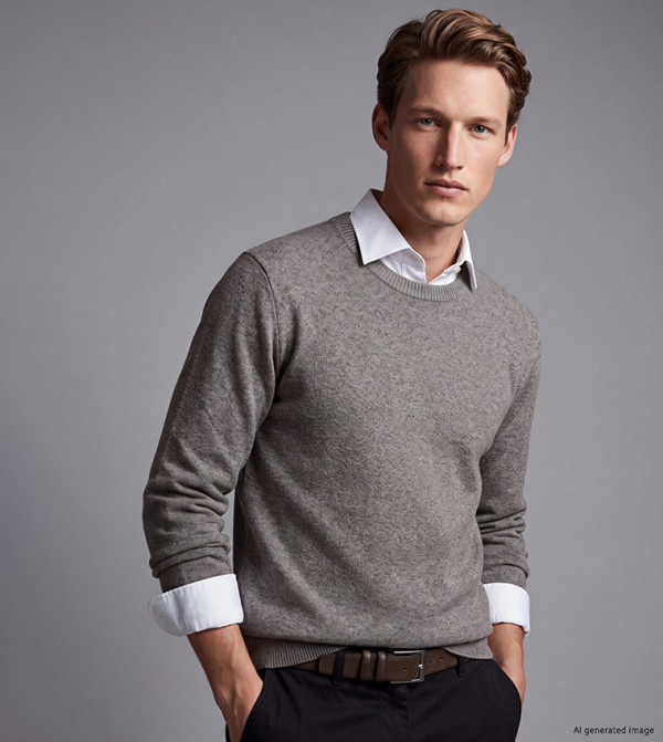 Textured Crew Neck Sweater