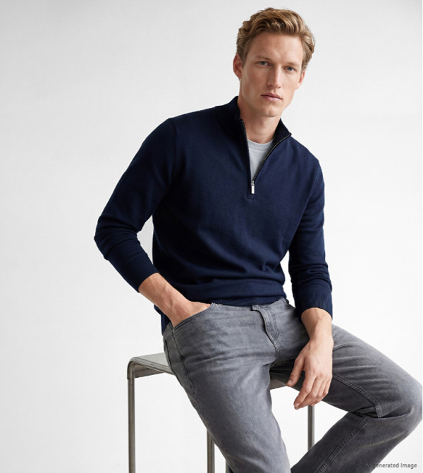 Solid Mock Neck Sweater