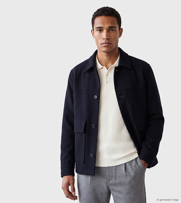 Solid Shirt Collar Button Casual Jacket