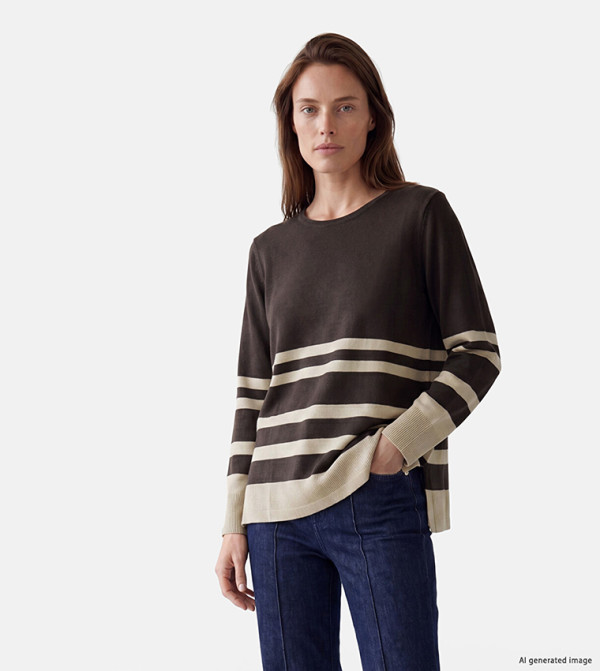 Striped Crew Neck Oversized Sweater