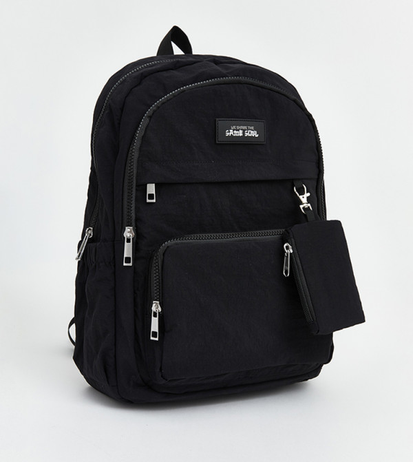 Badge Detail Zippered Backpack